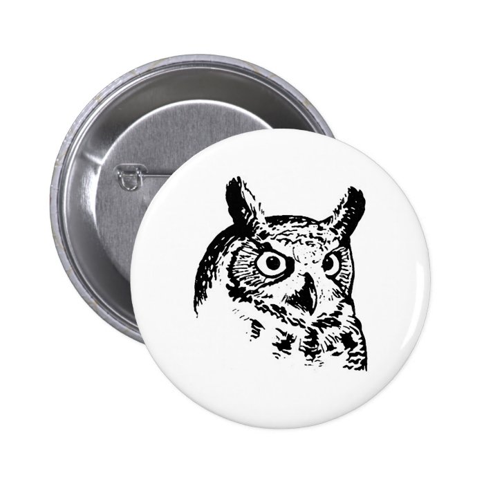 Great Horned Owl Logo Pinback Buttons