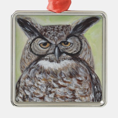 Great Horned Owl Metal Ornament