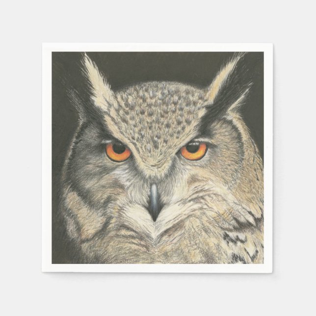 Great Horned Owl Napkins (Front)