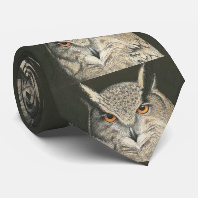 Great Horned Owl Neck Tie (Rolled)