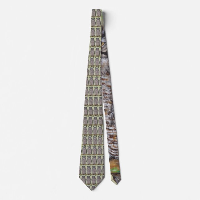 Great Horned Owl Painting Neck Tie (Front)