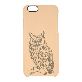 Great Horned Owl Peach Clear iPhone 6/6S Case