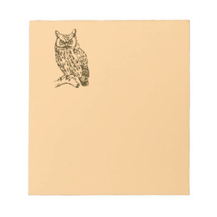 Great Horned Owl Peach Notepad