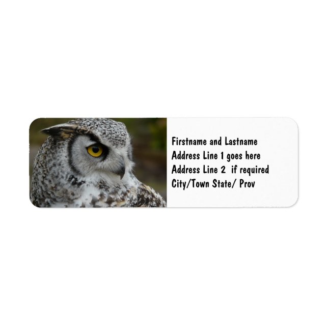 Great Horned Owl Photograph Label (Front)