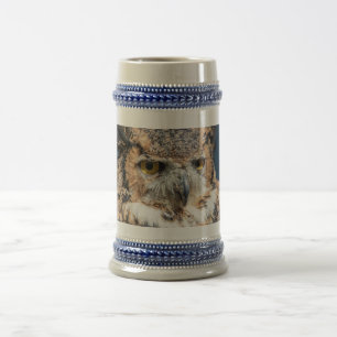 Great Horned Owl Portrait Beer Stein
