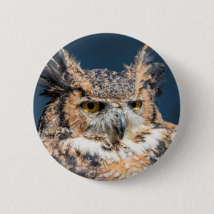 Great Horned Owl Portrait Button