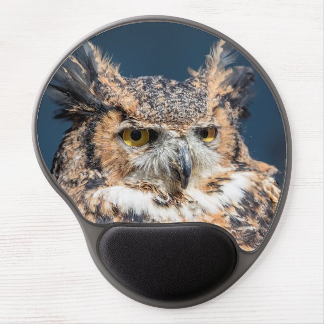 Great Horned Owl Portrait Gel Mouse Pad (Front)