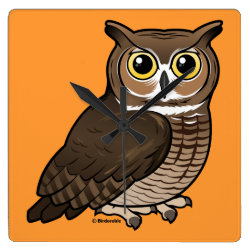 Great Horned Owl Square Wall Clock