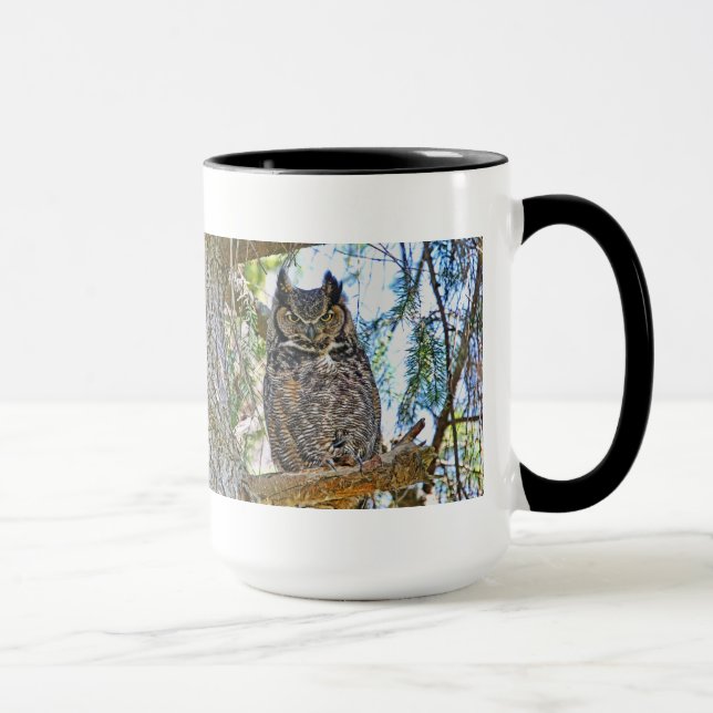 Great Horned Owl Staring Mug (Right)