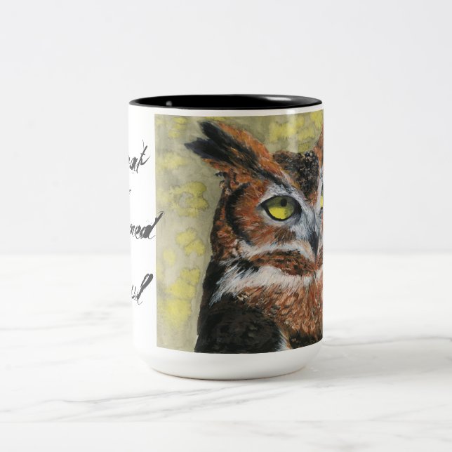 Great Horned Owl Two-Tone Coffee Mug (Center)
