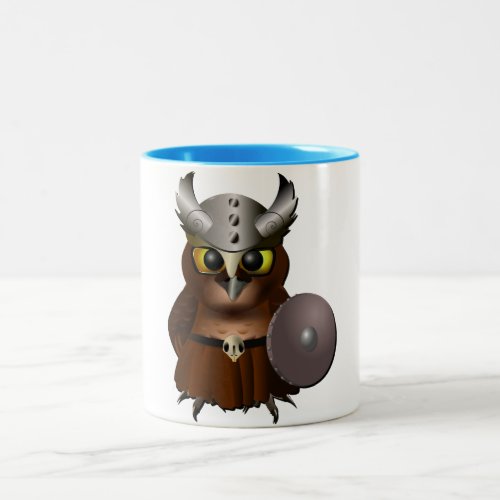 Great Horned Owl Viking Helmet Owl Two_Tone Coffee Mug