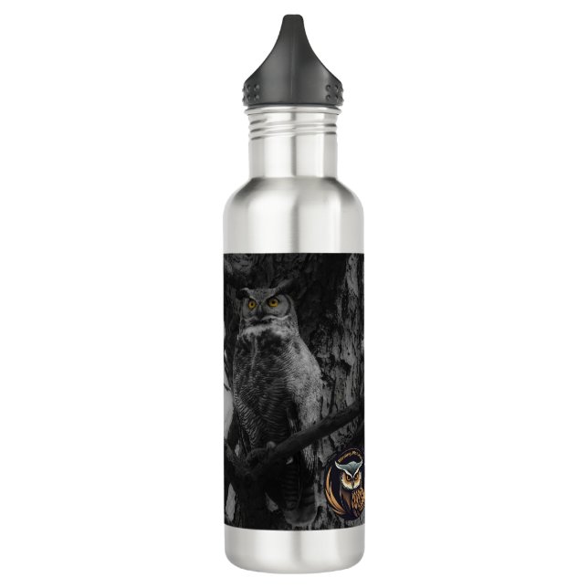 Great Horned Owl Waterbottle Stainless Steel Water Bottle (Left)
