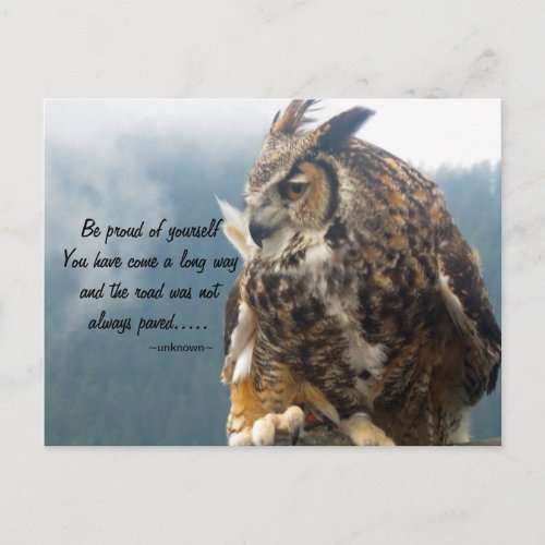 Great Horned Owl with Quote Postcard
