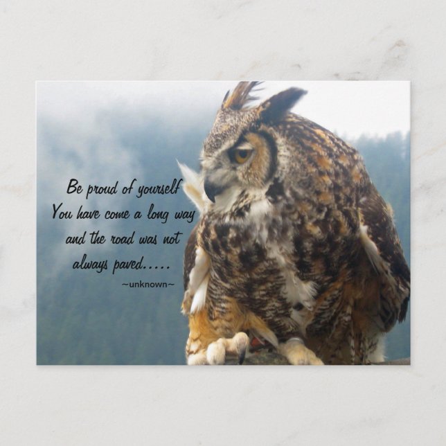 Great Horned Owl with Quote Postcard (Front)