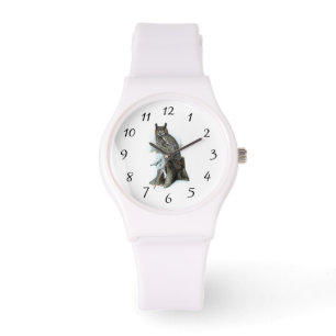 Great Horned Owl with snow hare rabbit Painting Watch