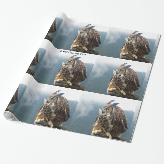 Great Horned Owl Wrapping Paper (Unrolled)