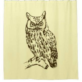 Great Horned Owl Yellow Shower Curtain