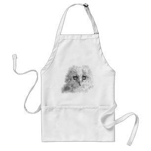 Great Horned Owlet Drawing Adult Apron