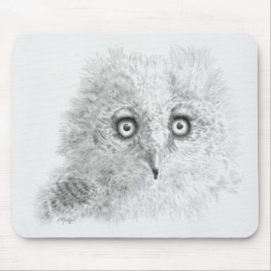 Great Horned Owlet Drawing Mouse Pad
