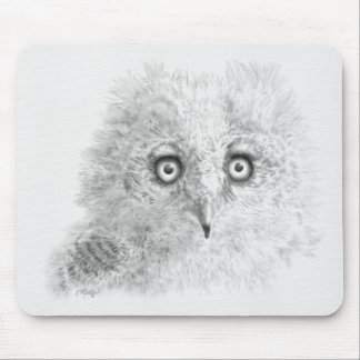 Great Horned Owlet Drawing Mouse Pad