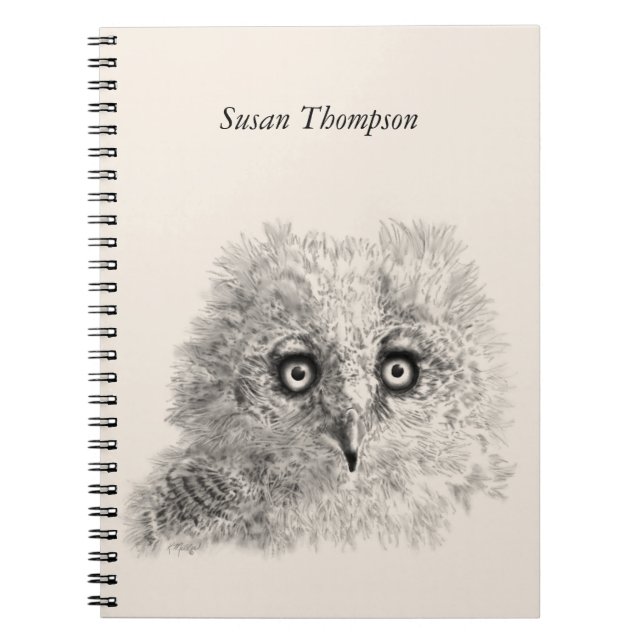 Great Horned Owlet Drawing Notebook (Front)