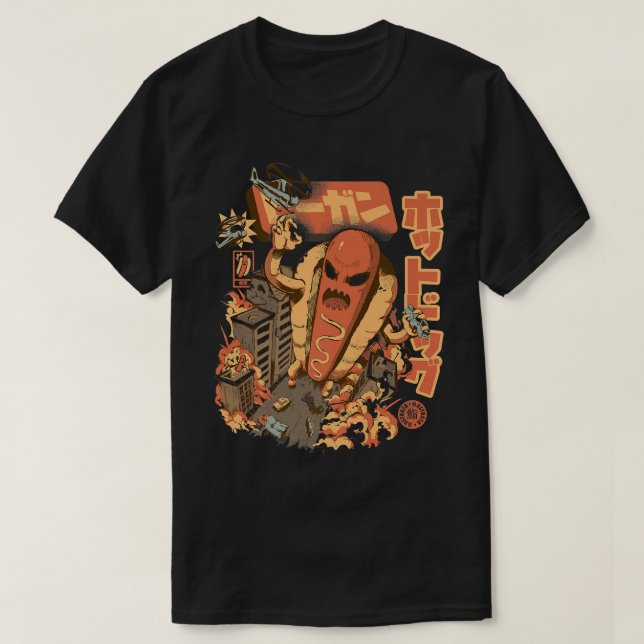 Great Hot Dog Monster Food Japanese City Kawaii Ho T-Shirt (Design Front)