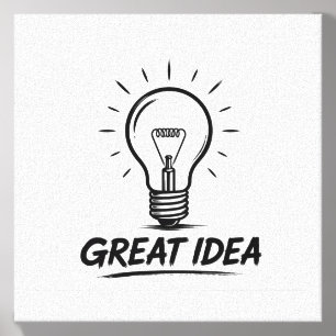 Great Idea Light Bulb Canvas Print Photo Tile