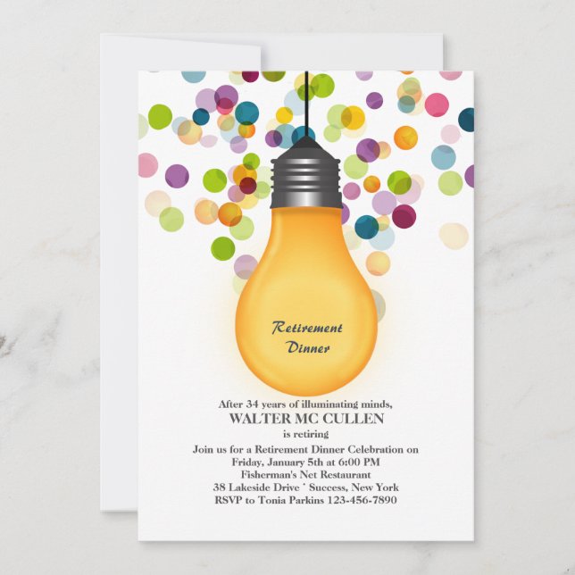 Great Idea Light Bulb Retirement Party Invitation (Front)