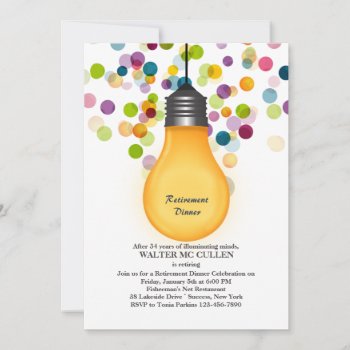 Great Idea Light Bulb Retirement Party Invitation by CottonLamb at Zazzle