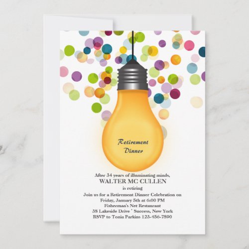 Great Idea Light Bulb Retirement Party Invitation
