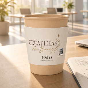Great Ideas Are Brewing Corporate Custom Logo QR Coffee Cup Sleeve