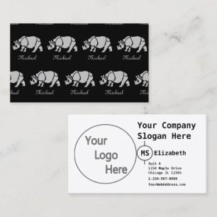 Great Indian Rhinoceros The Unicorn Rhino Monogram Business Card