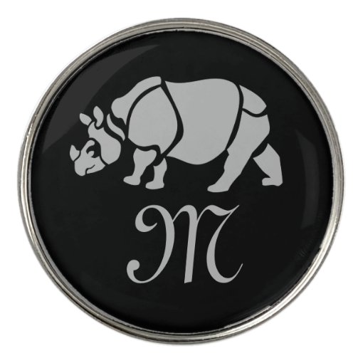 Great Indian Rhinoceros The Unicorn Rhino Monogram Golf Ball Marker
