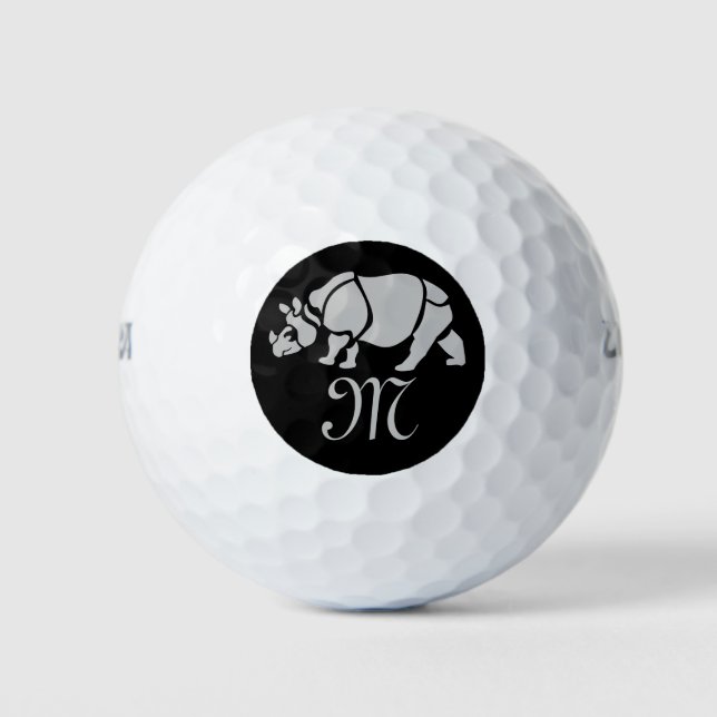 Great Indian Rhinoceros The Unicorn Rhino Monogram Golf Balls (Front)