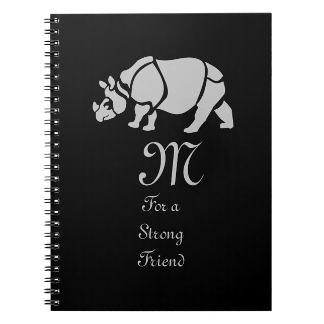 Great Indian Rhinoceros The Unicorn Rhino Monogram Notebook (Front)