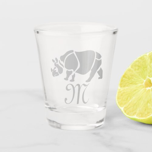 Great Indian Rhinoceros The Unicorn Rhino Monogram Shot Glass