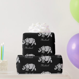 Great Indian Rhinoceros The Unicorn Rhino Monogram Wrapping Paper