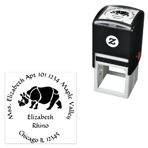 Great Indian Unicorn Rhino Name Address Self_inking Stamp