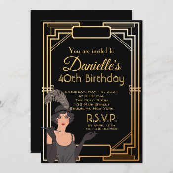 Great Inspired Art Deco Birthday Invitation by PurplePaperInvites at Zazzle