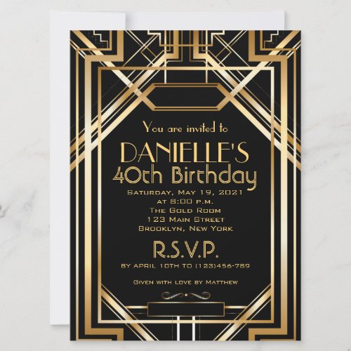Great Inspired Art Deco Birthday Invitation