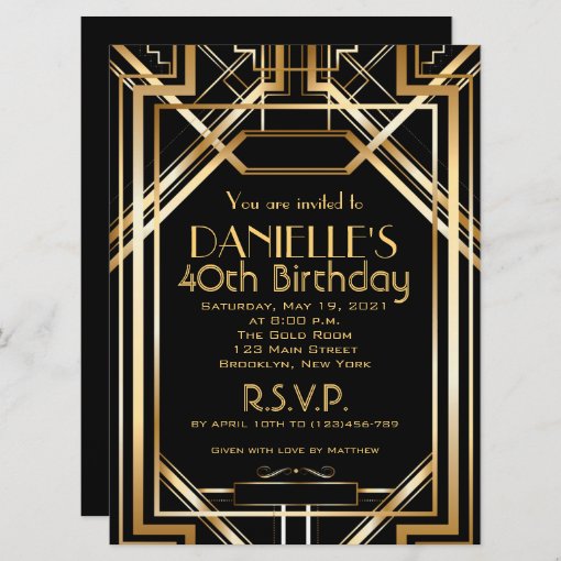 Great Inspired Art Deco Birthday Invitation | Zazzle