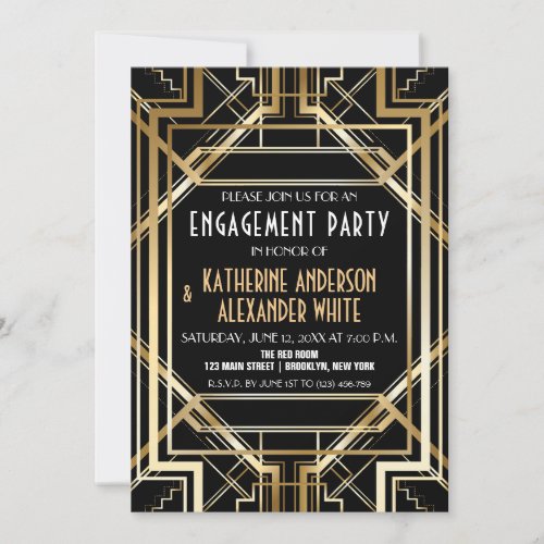 Great Inspired Art Deco Engagement Party Invitatio Invitation