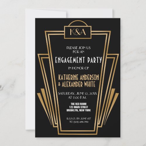 Great Inspired Art Deco Engagement Party Invitatio Invitation