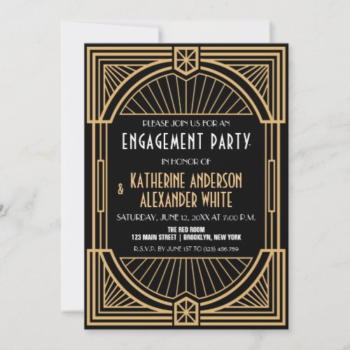 Great Inspired Art Deco Engagement Party Invitation