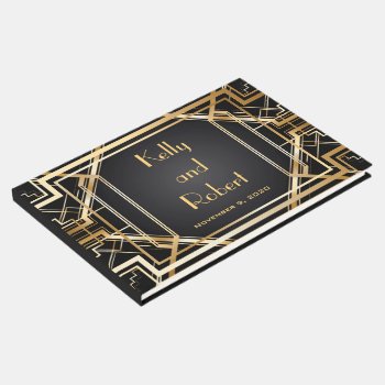 Great Inspired Art Deco Wedding Guest Book by PurplePaperInvites at Zazzle