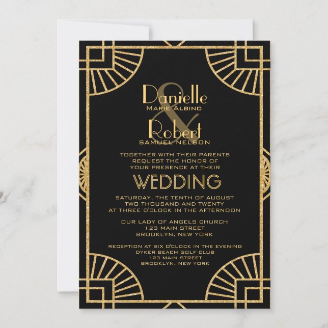 Great Inspired Art Deco Wedding Invitation (Front)