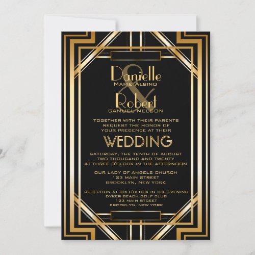 Great Inspired Art Deco Wedding Invitation