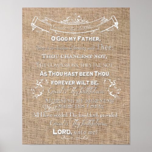 Great Is Thy Faithfulnes Burlap Digital Art Poster