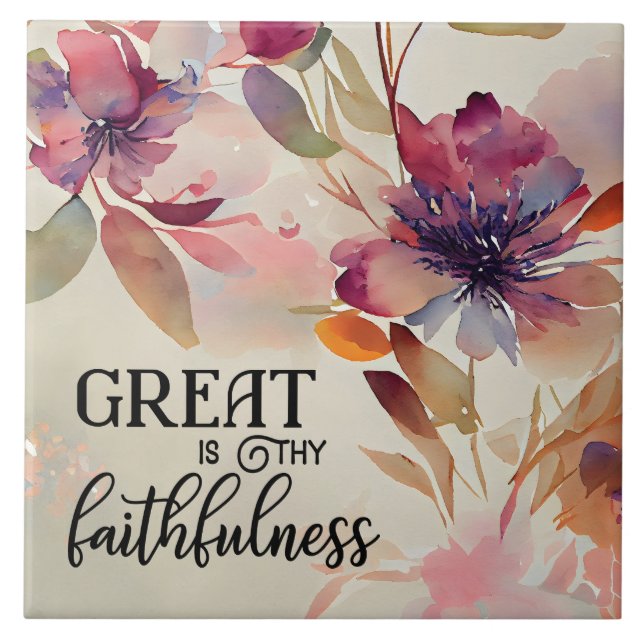 Great is Thy Faithfulness Beloved Hymn Ceramic Tile (Front)