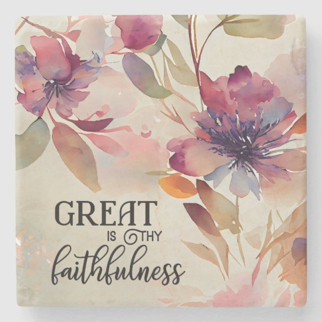 Great is Thy Faithfulness Beloved Hymn Stone Coaster (Front)